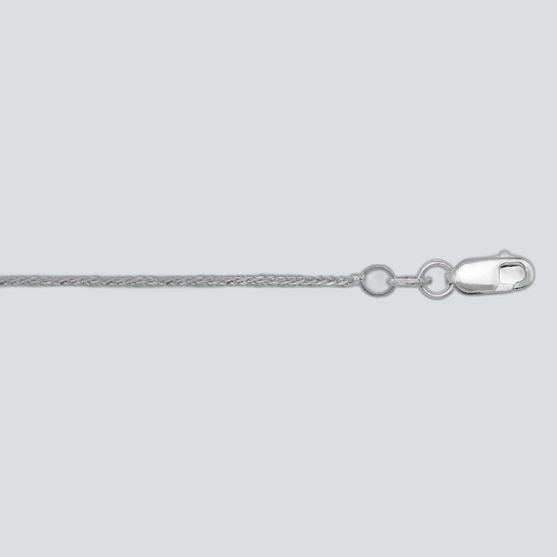 N1026-LT - WHITE GOLD SOLID ROUND WHEAT LINK