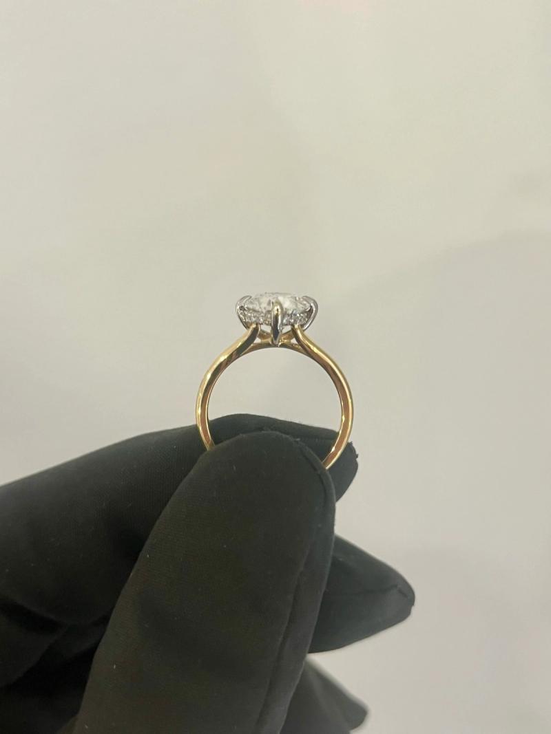 Oval Diamond Hidden Halo Engagement Ring Two Tone