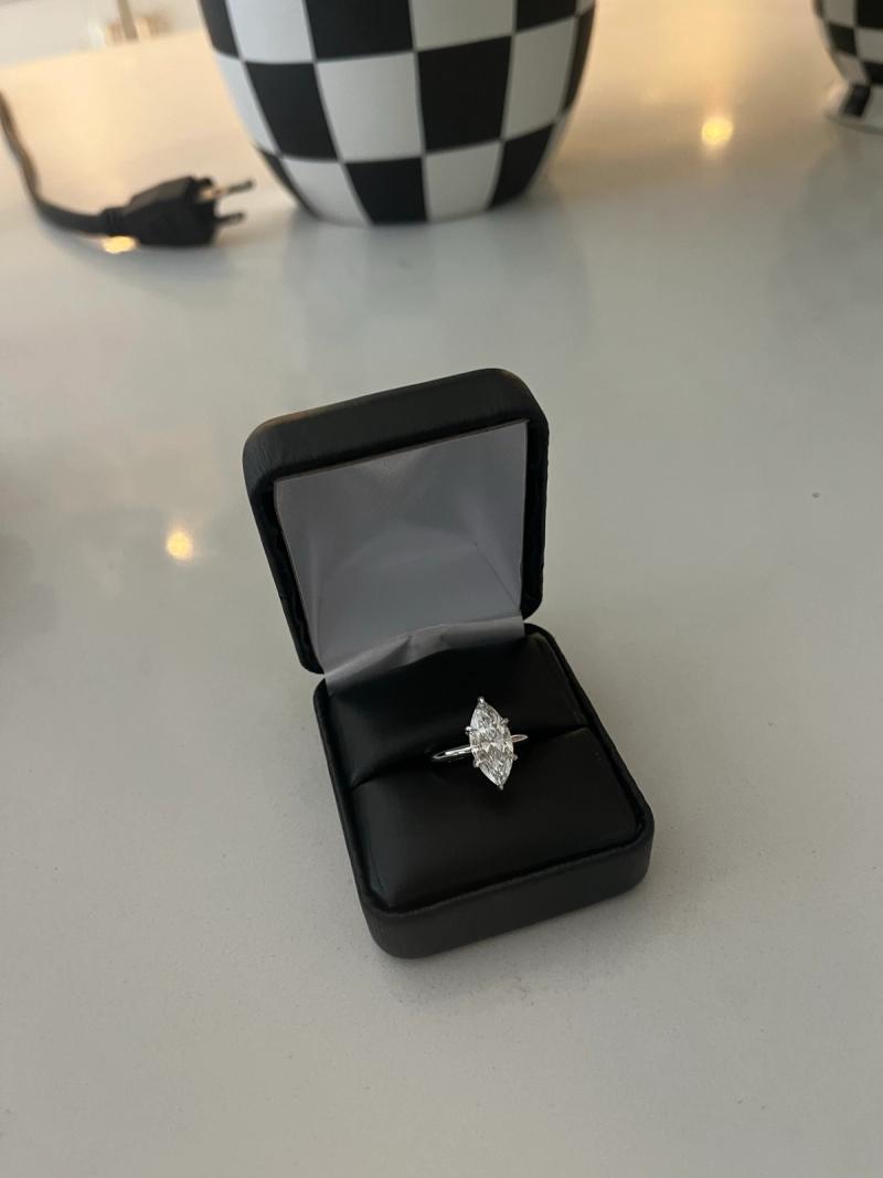 White Gold Marquise Solitaire Engagement Ring