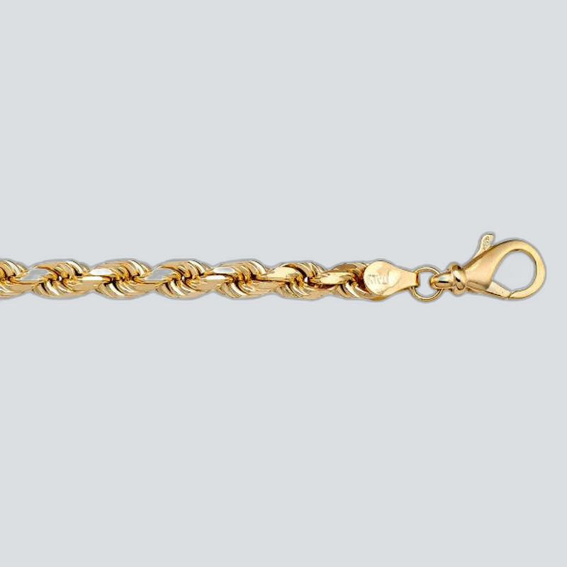 N617 - YELLOW GOLD SOLID DIAMOND CUT ROPE LINK