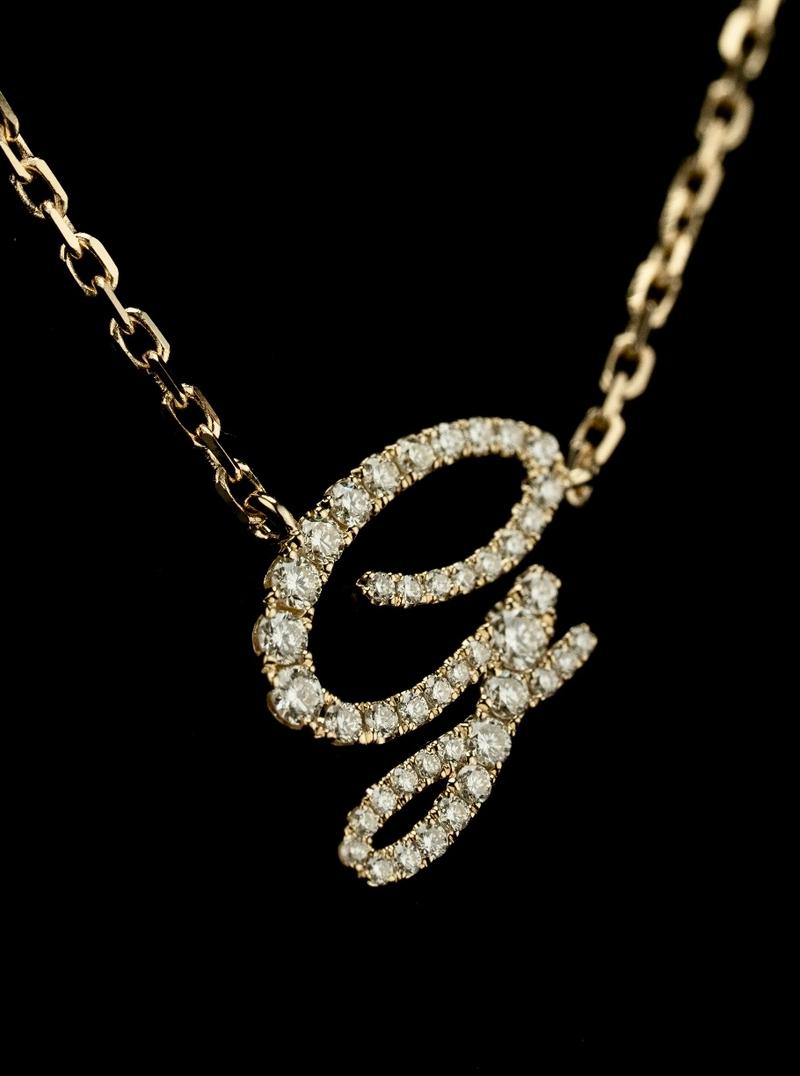 Gold Diamond-Pave "G" Initial Pendant