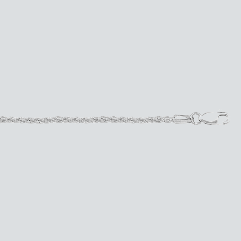 N1027 - WHITE GOLD SOLID ROUND WHEAT LINK