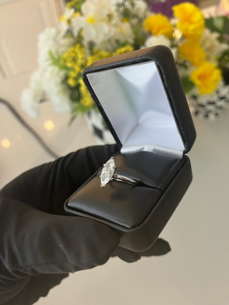 White Gold Marquise Solitaire Engagement Ring