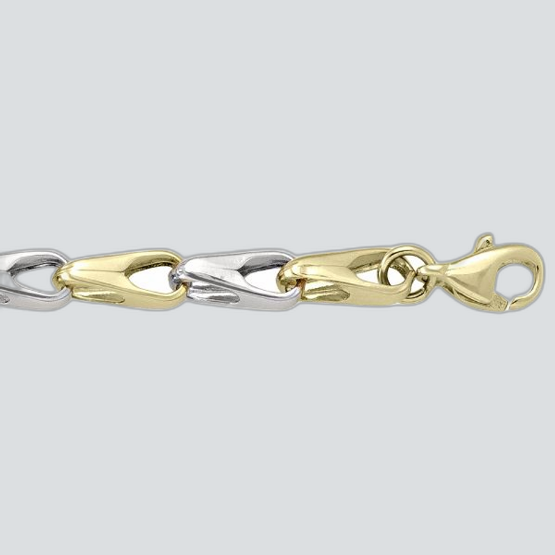 N822 - TWO TONE GOLD HOLLOW FANCY ROUND LINK