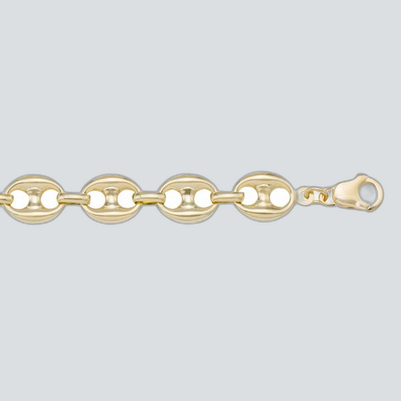 N727 - YELLOW GOLD HOLLOW PUFFED ANCHOR LINK