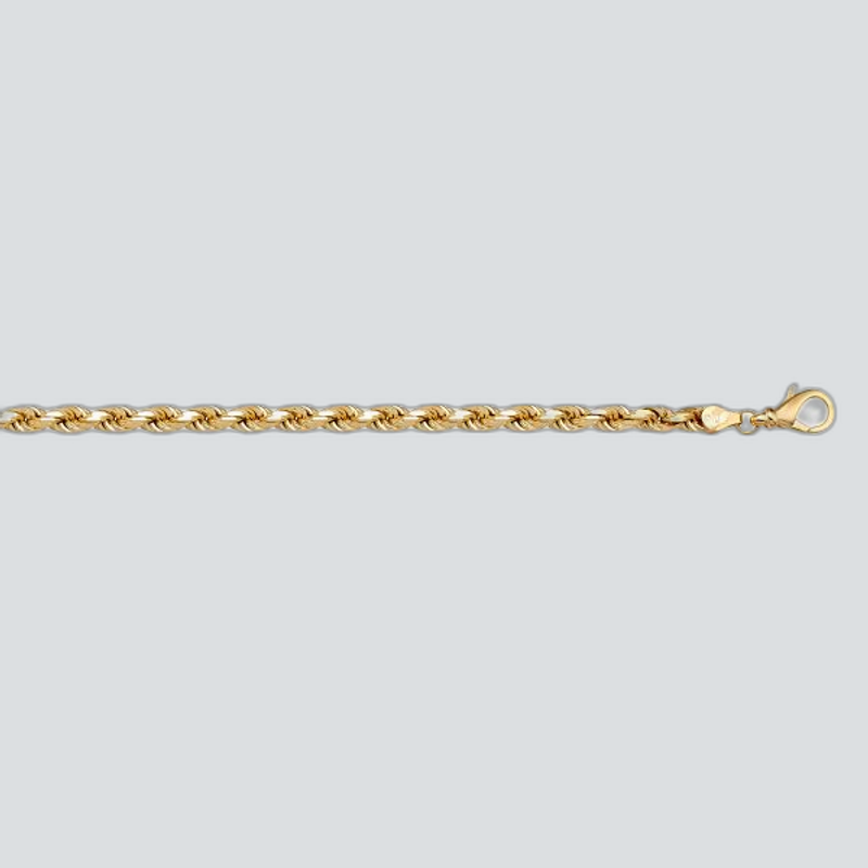 N613 - YELLOW GOLD SOLID DIAMOND CUT ROPE LINK