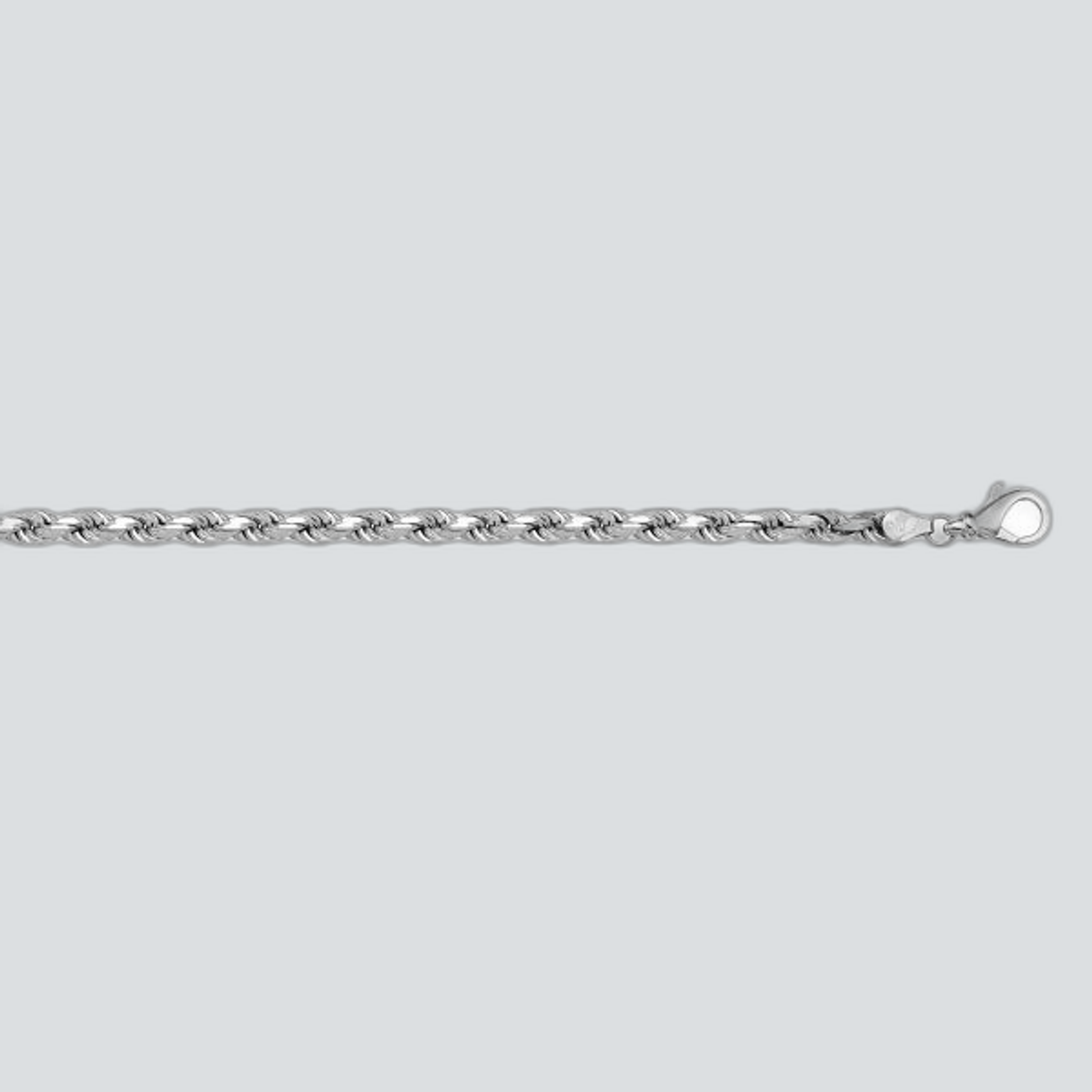 N1033 - WHITE GOLD SOLID DIAMOND CUT ROPE LINK