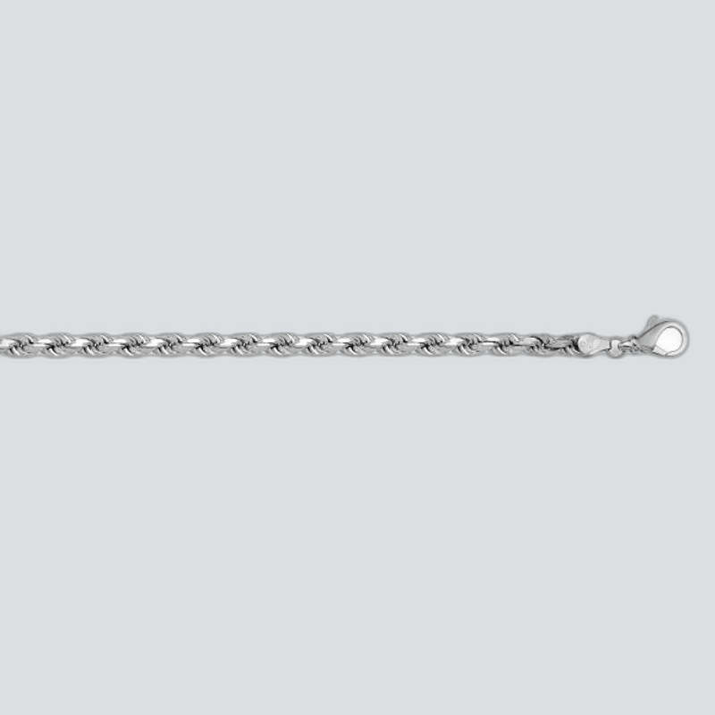 N1033 - WHITE GOLD SOLID DIAMOND CUT ROPE LINK