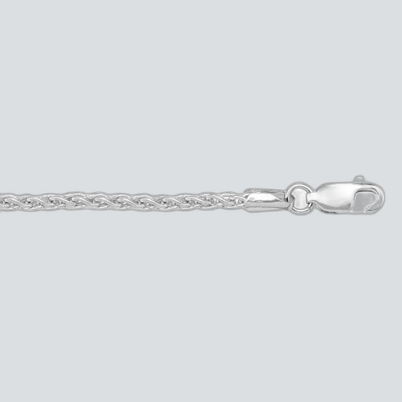 N137W - WHITE GOLD SOLID ROUND WHEAT LINK