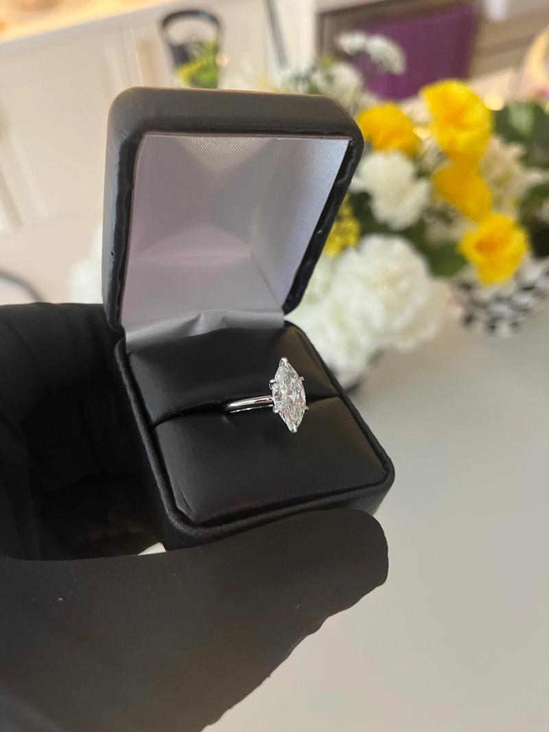 White Gold Marquise Solitaire Engagement Ring