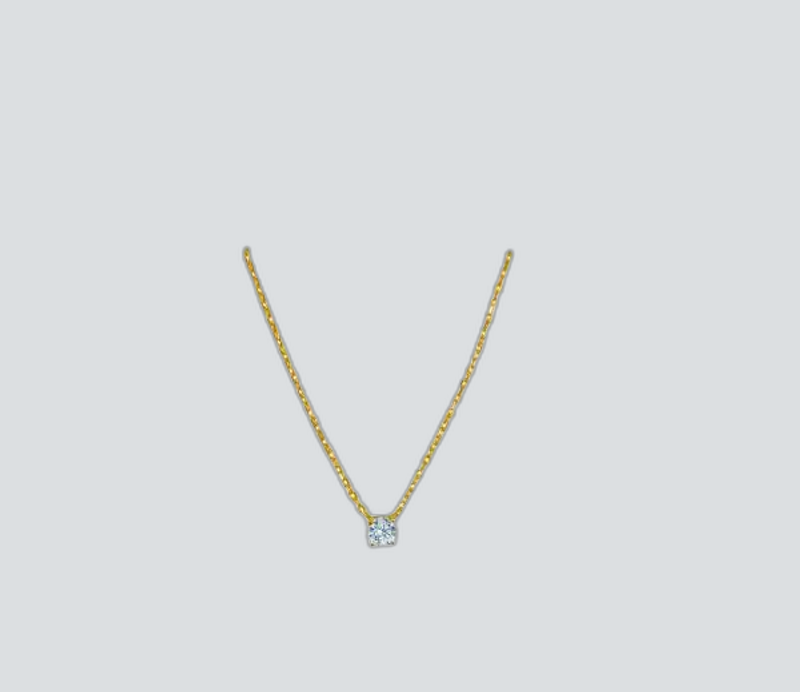 TECA311-YG 4MM C.Z SOLITARE NECKLACE 17"