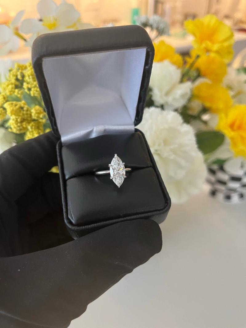 White Gold Marquise Solitaire Engagement Ring