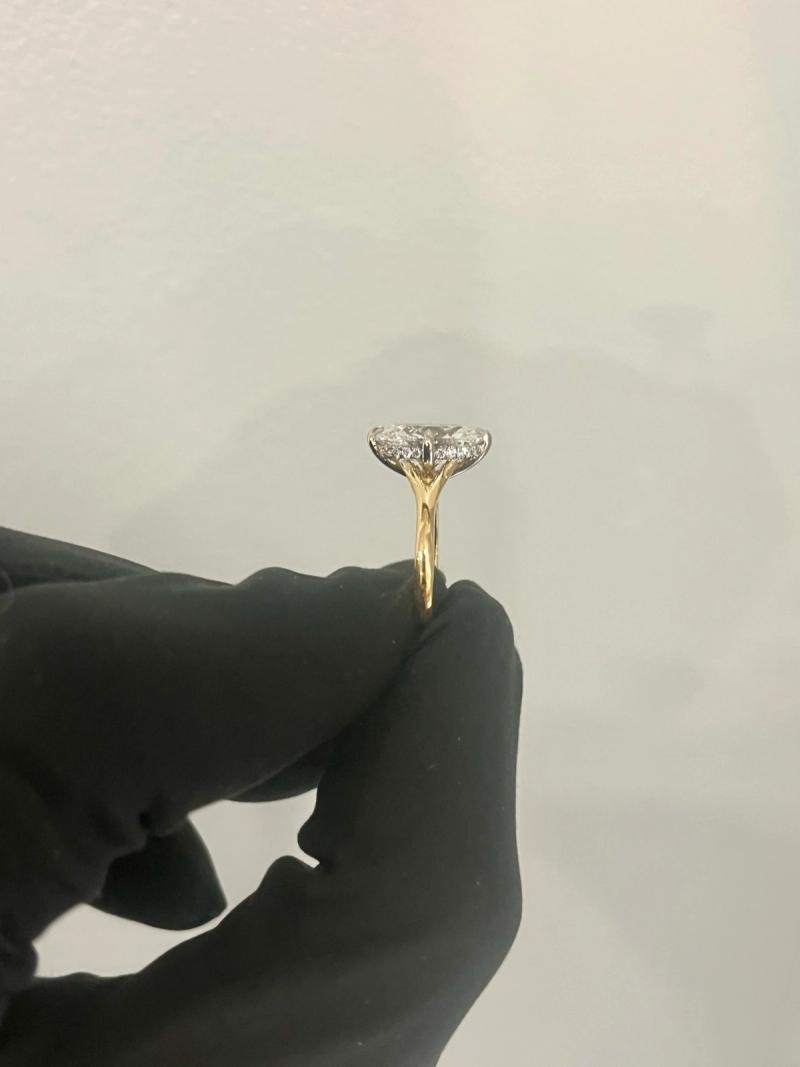 Oval Diamond Hidden Halo Engagement Ring Two Tone