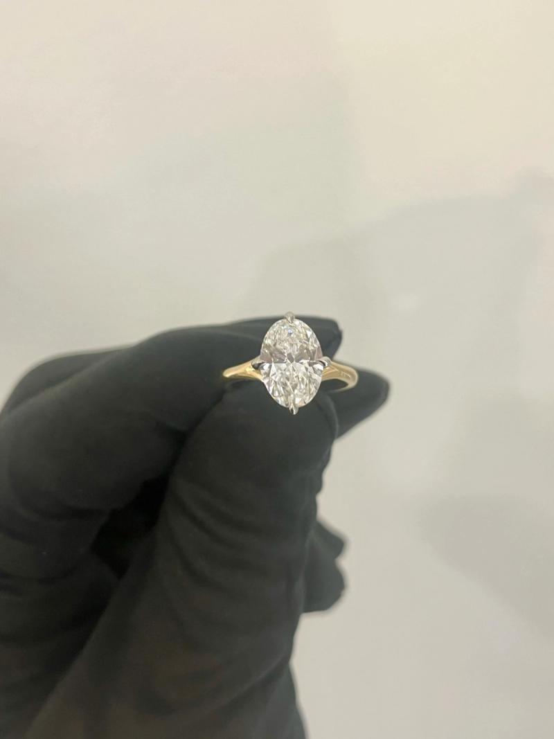 Oval Diamond Hidden Halo Engagement Ring Two Tone