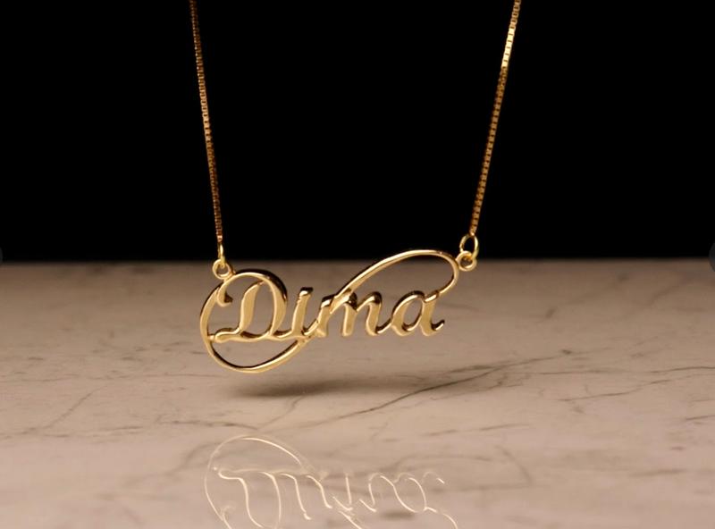 Gold Script "Dima" Custom Name Necklace