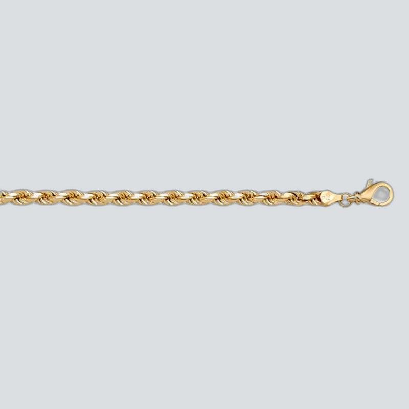N614 - YELLOW GOLD SOLID DIAMOND CUT ROPE LINK