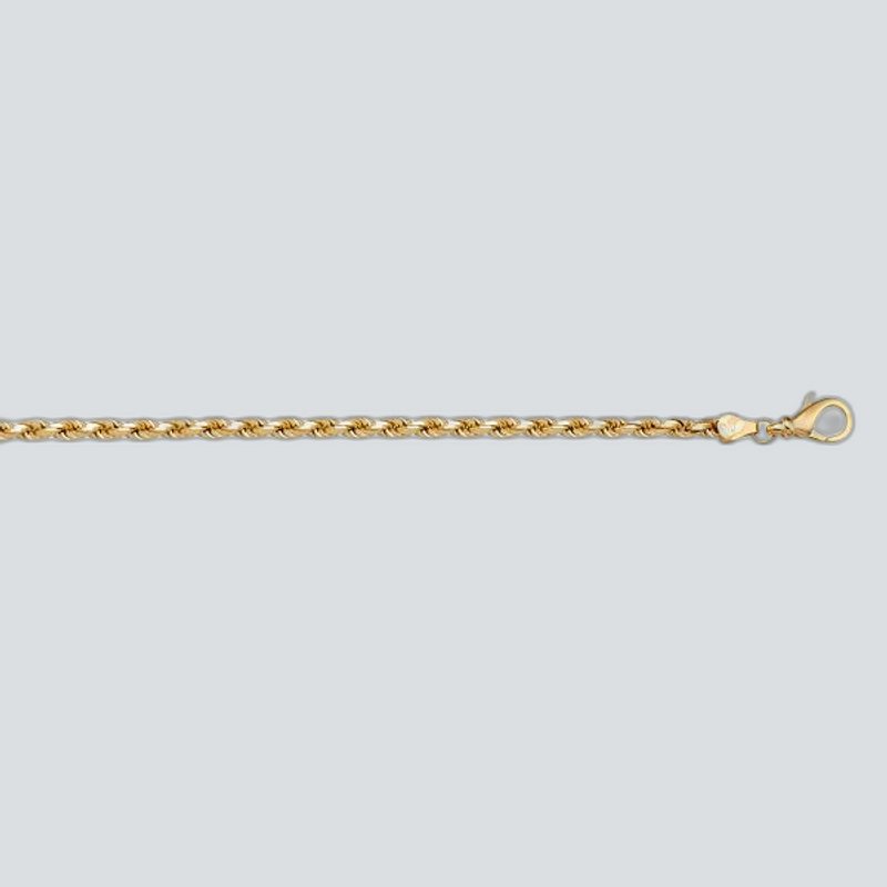 N612 - YELLOW GOLD SOLID DIAMOND CUT ROPE LINK