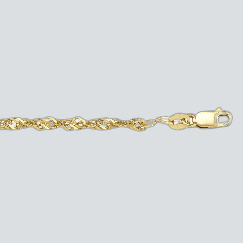 P038 - YELLOW GOLD LIGHTLY PLATED SOLID SINGAPORE LINK