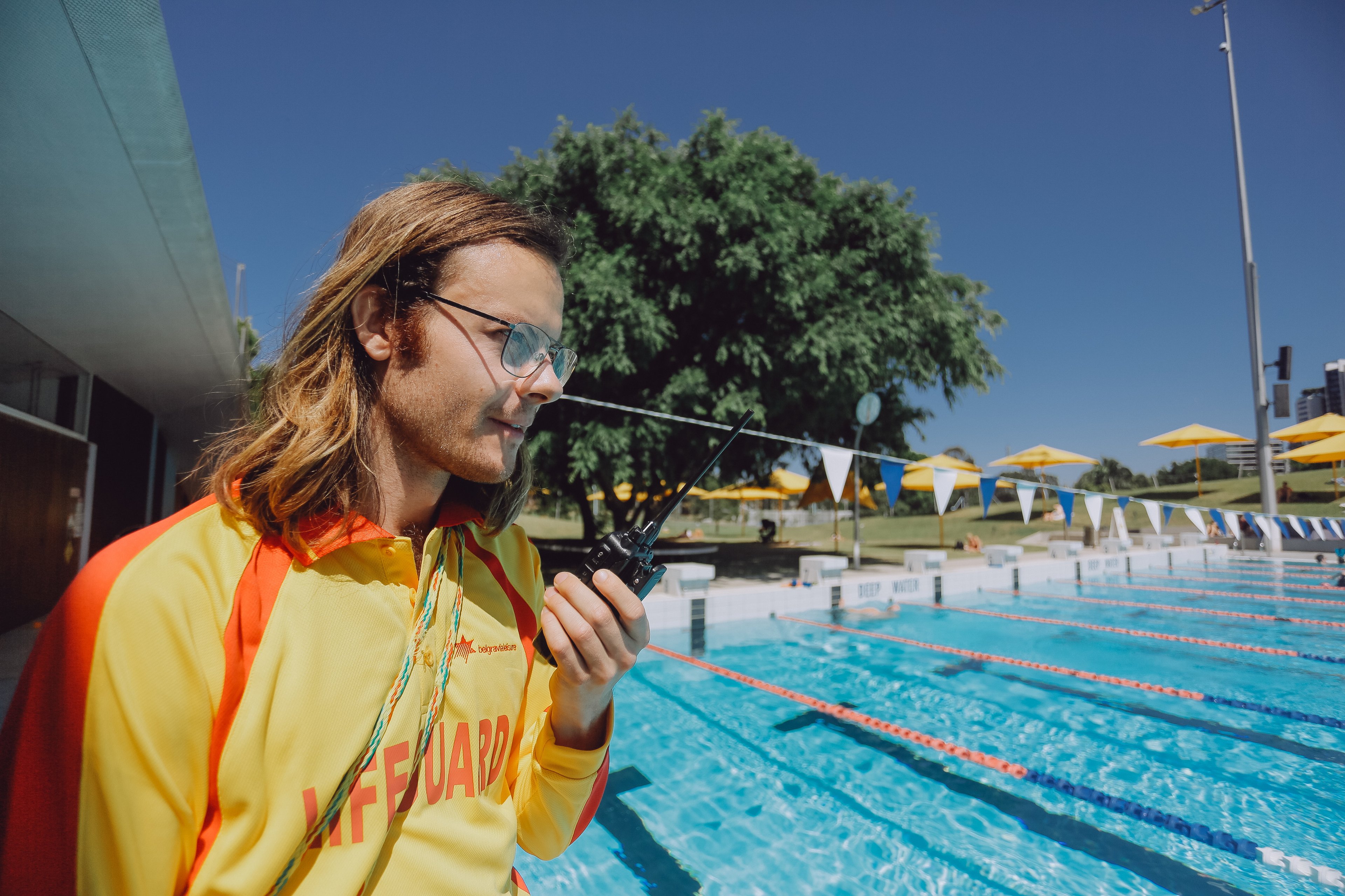 Lifeguard watching over the pool at Prince Alfred Park Pool