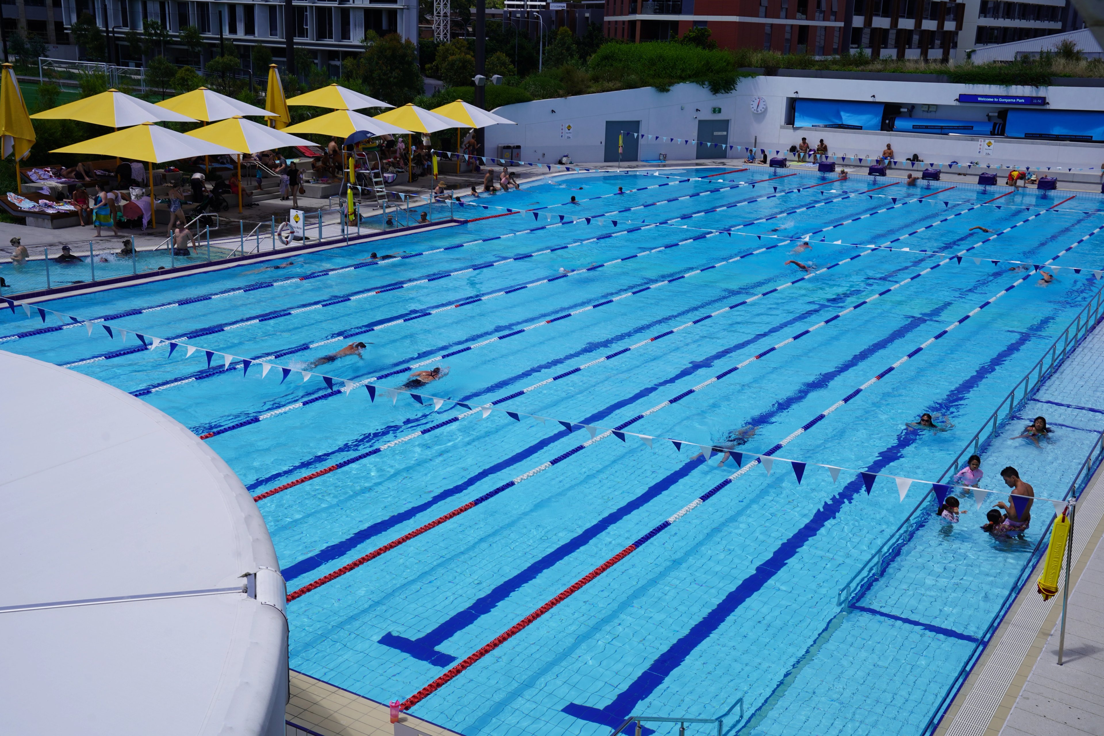 The outdoor 50-metre pool at Gunyama Park Aquatic and Recreation Centre 