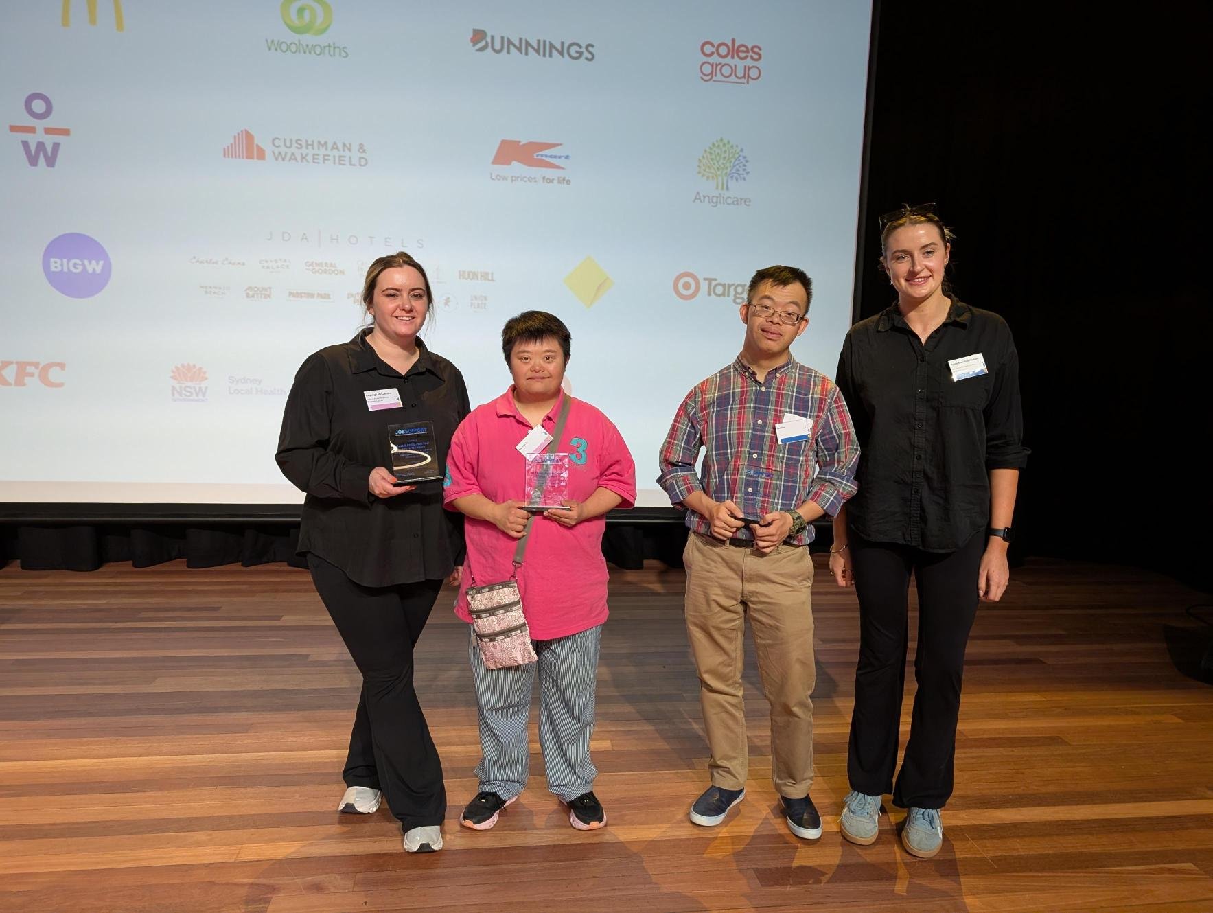 Kayleigh, Karen, Ian and Rylee at the Job Support awards