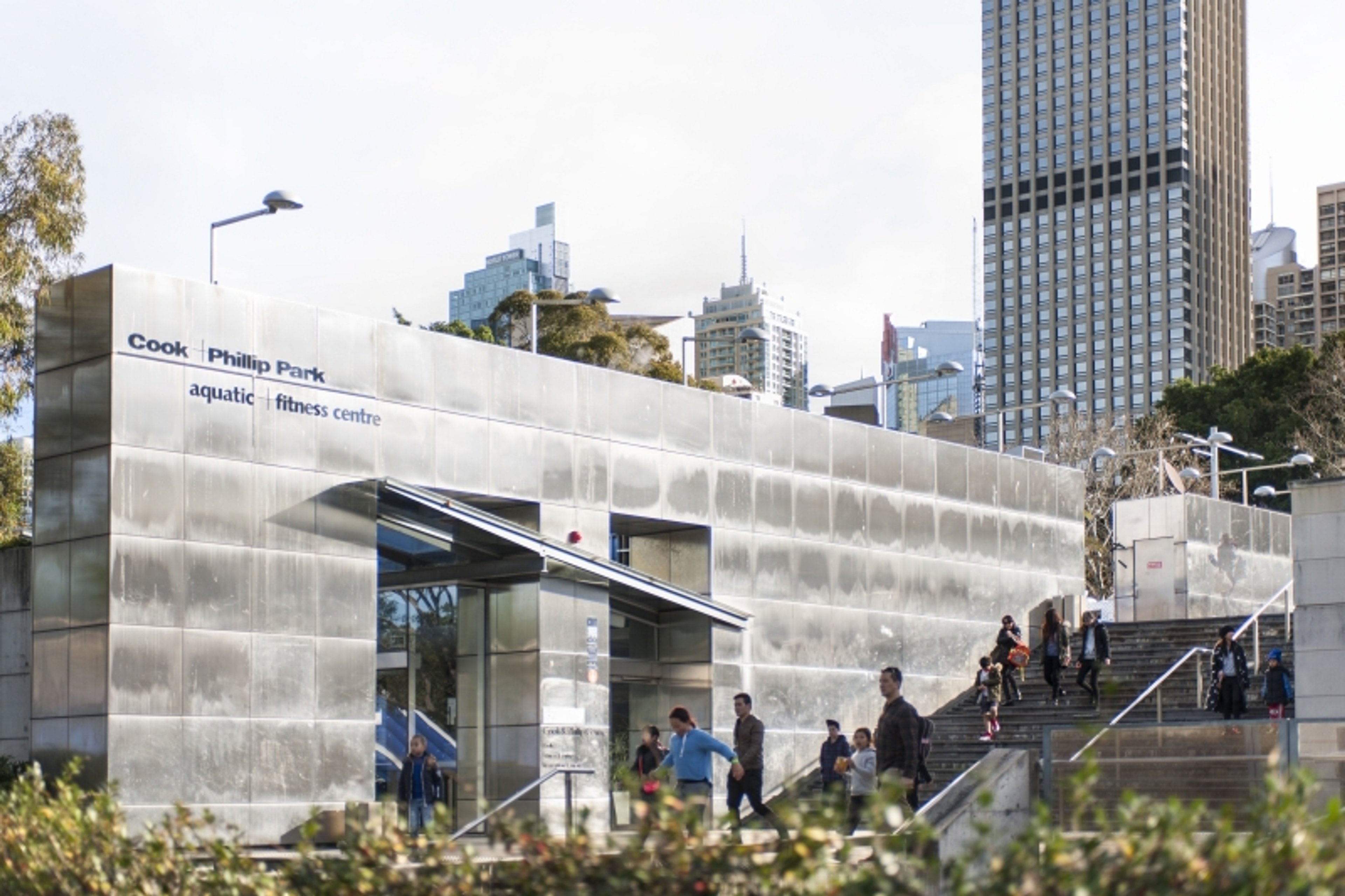 Outdoor sign that displays Cook + Phillip Park Aquatic + Fitness Centre