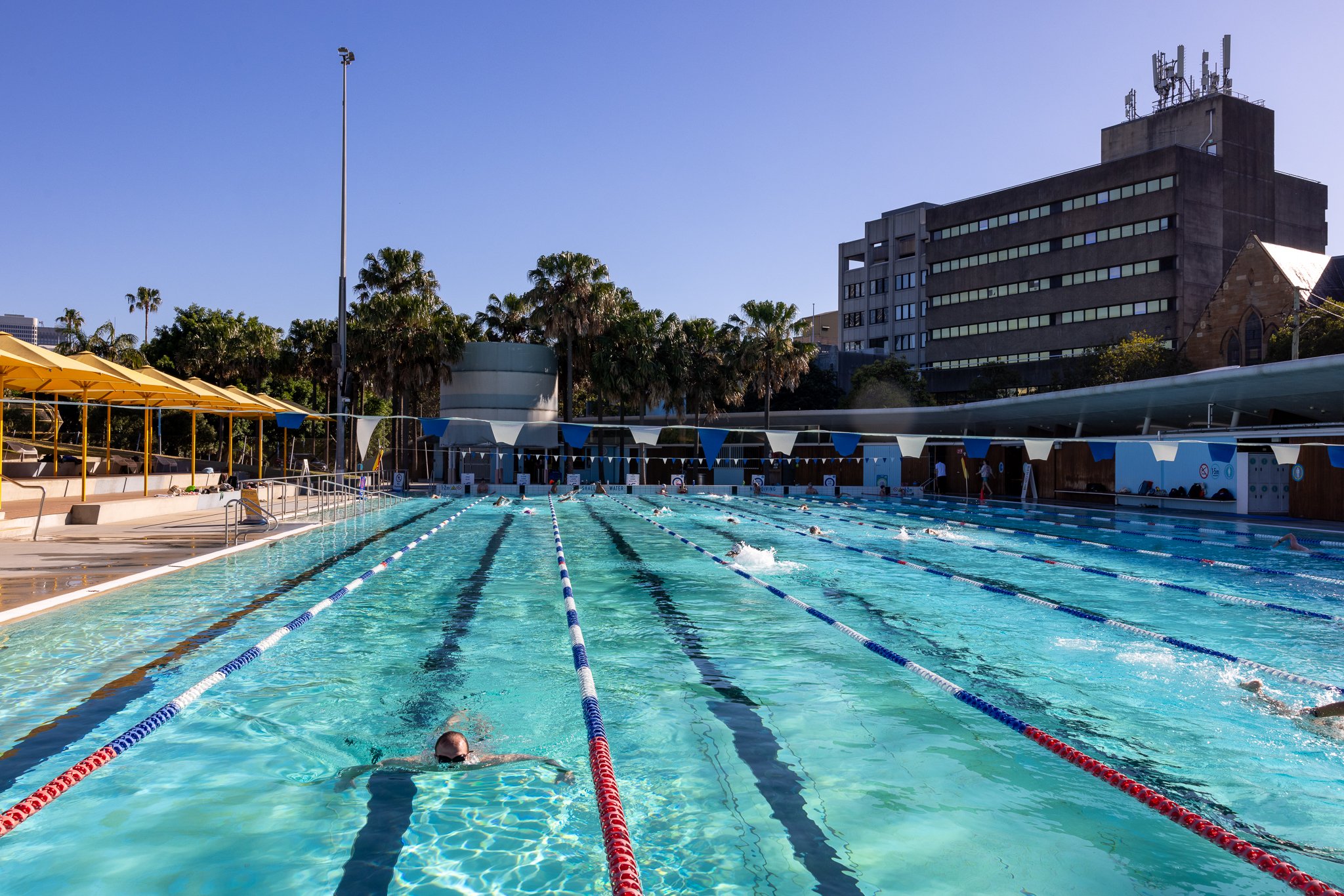 The outdoor 50m pool at Prince Alfred Park Pool