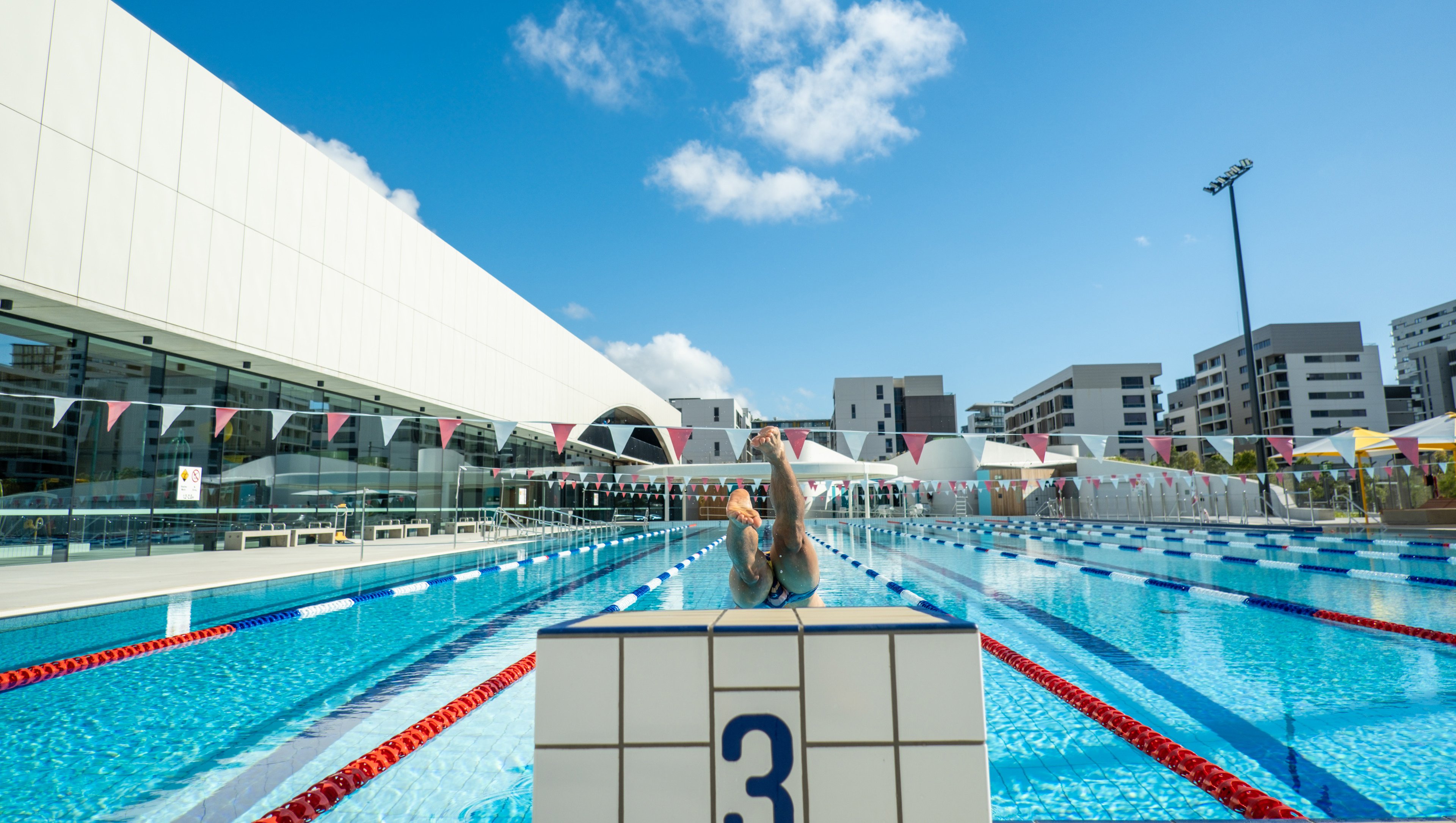 Diving into the pool at Gunyama Park