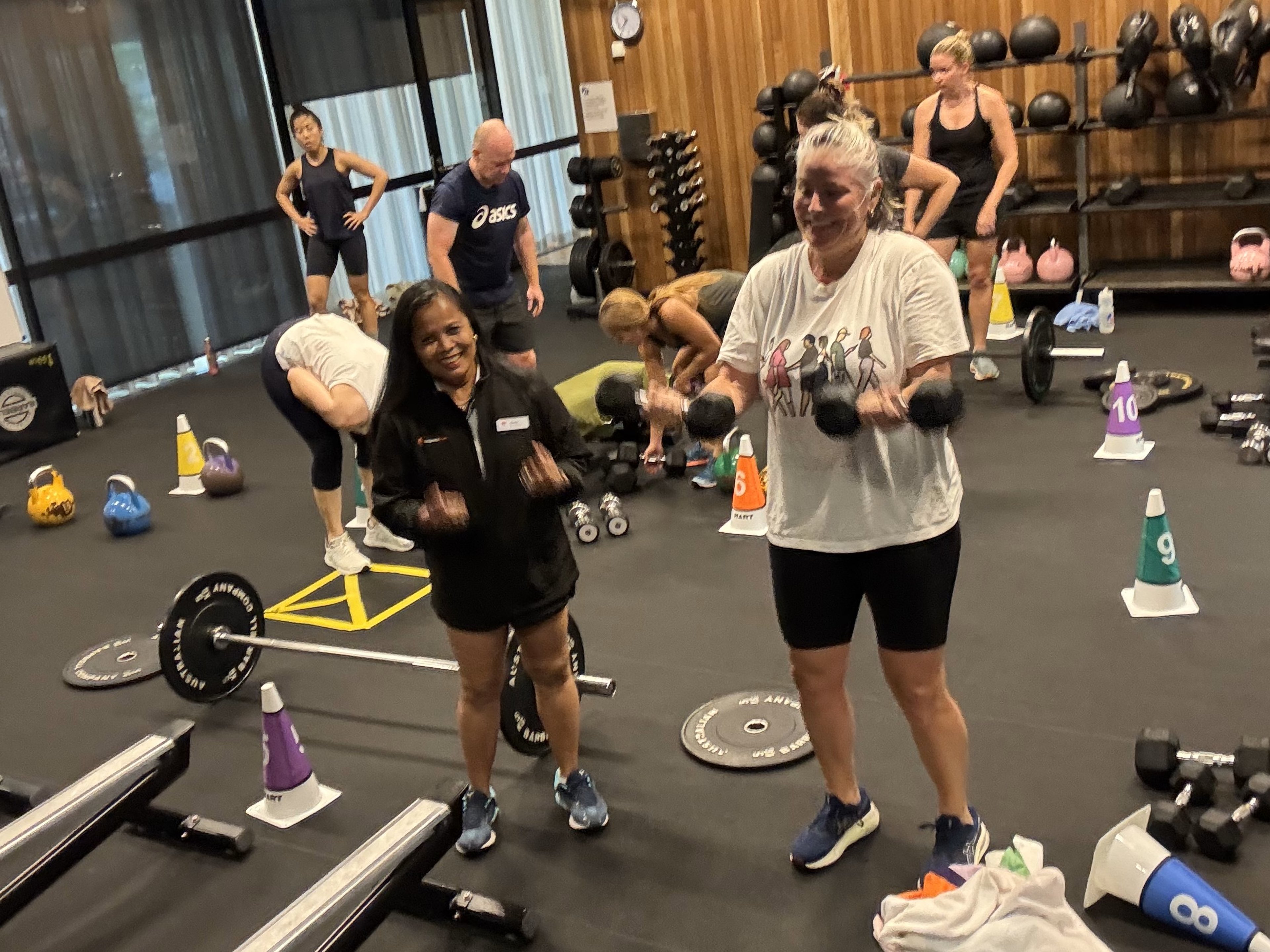 Wendy and her client during a training session in the Gunyama Park gym