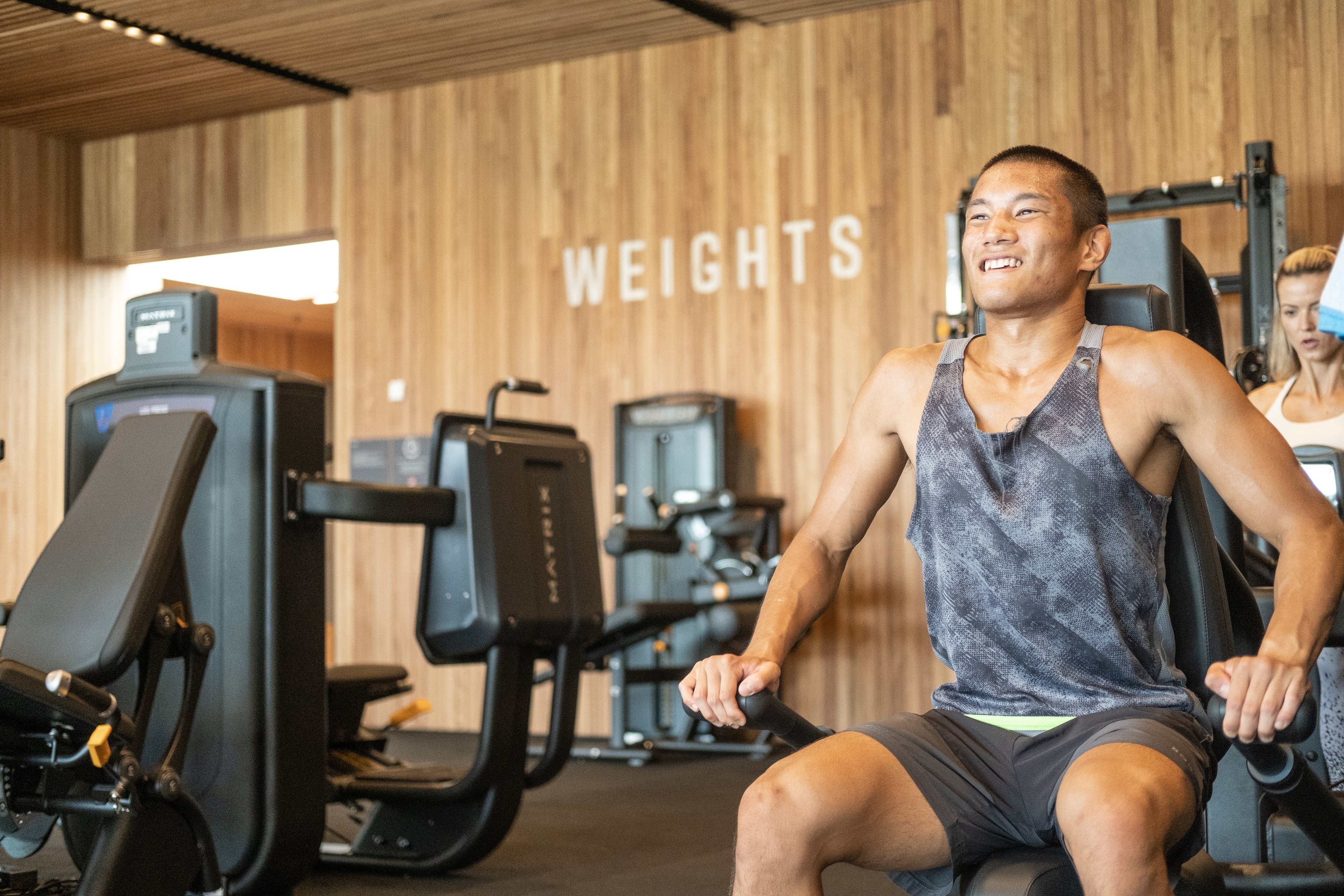 Male training at the gym at Gunyama Park