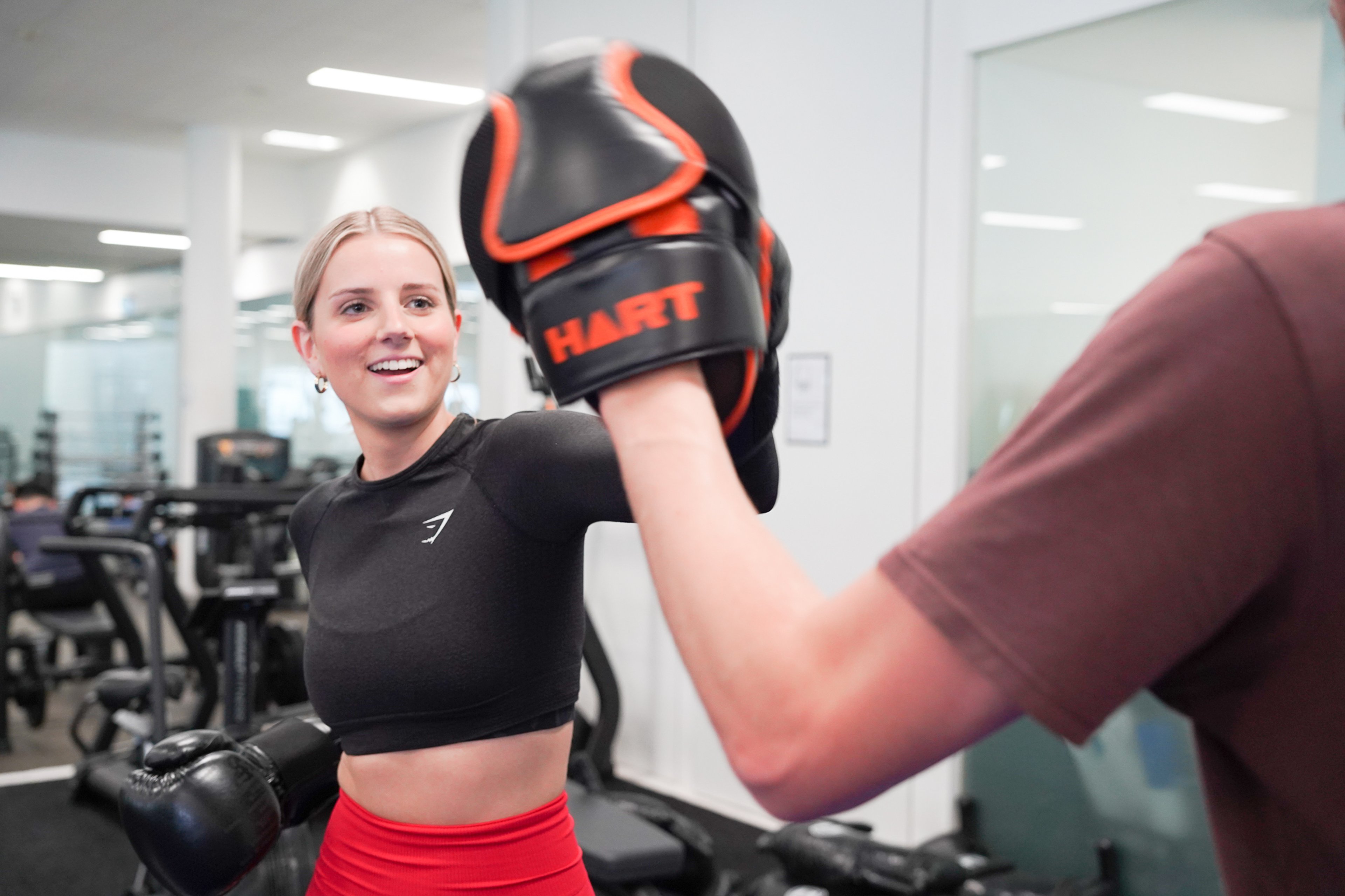 Young female boxing at the gym at Ian Thorpe Aquatic Centre