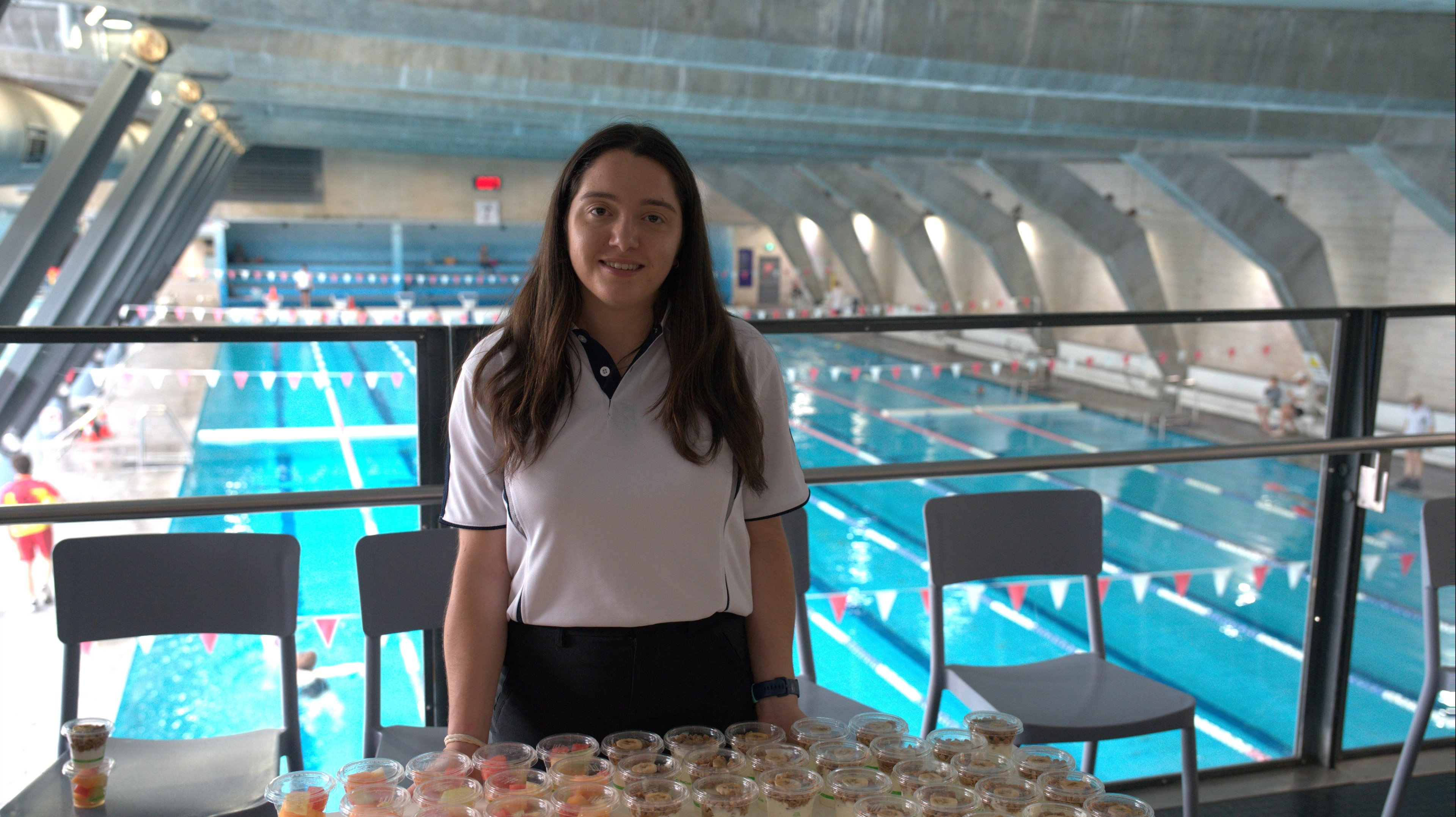 EP Chiara standing in front of Cook + Phillip Park Pool at our 2025 Open Day