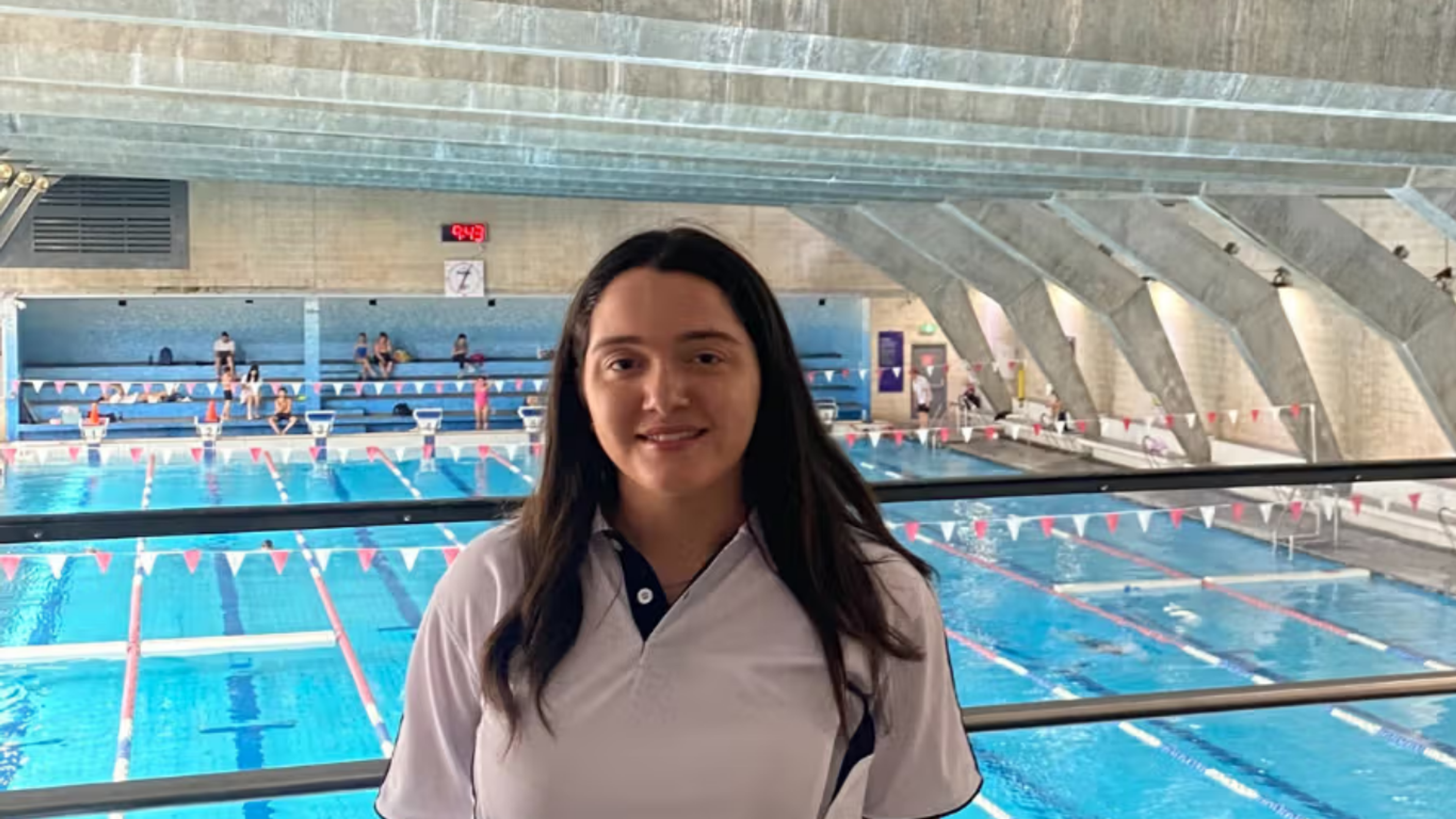 EP Chiara standing in front of Cook + Phillip Park Pool at our 2025 Open Day