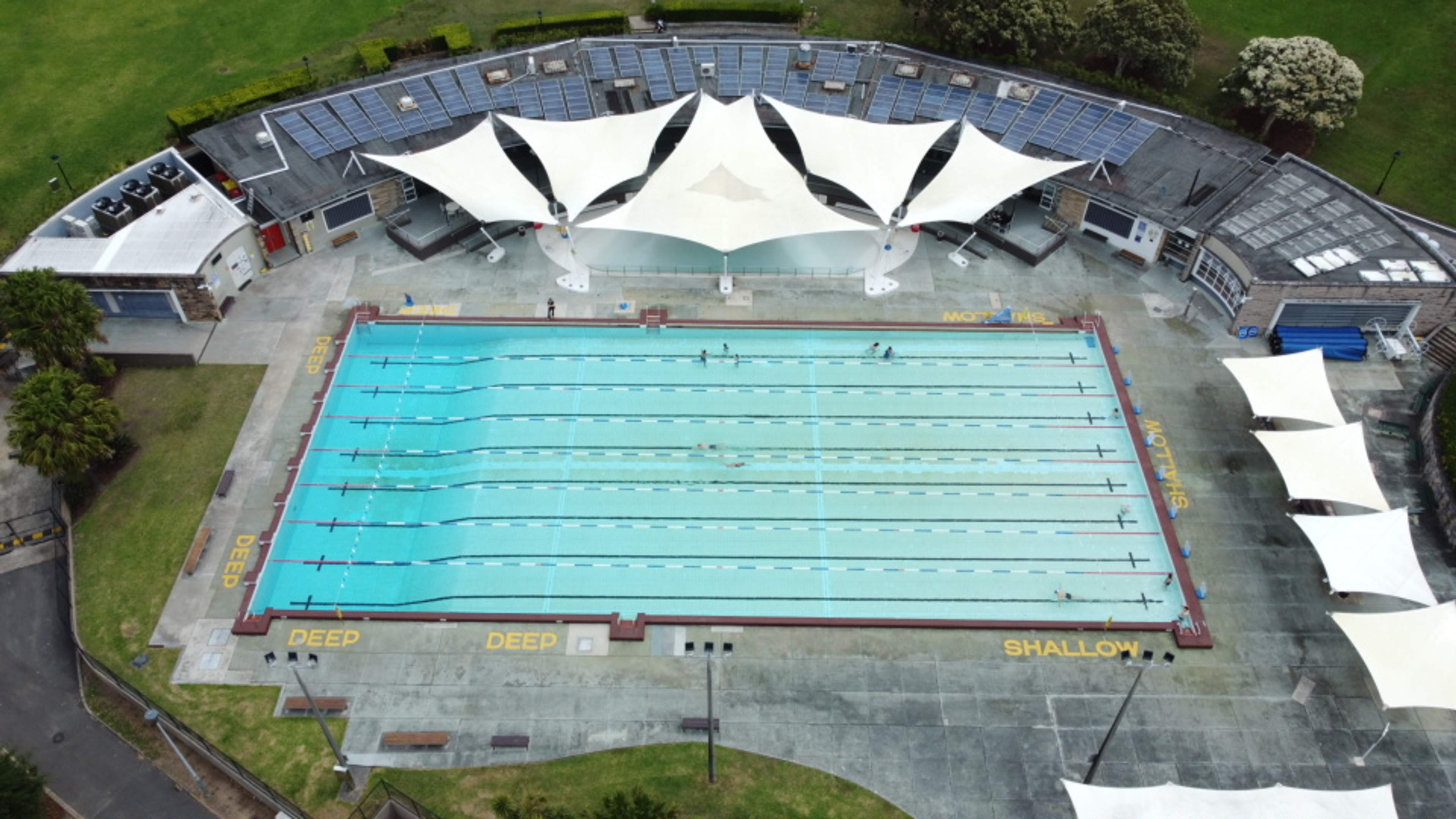 An aerial view of Victoria Park Pool