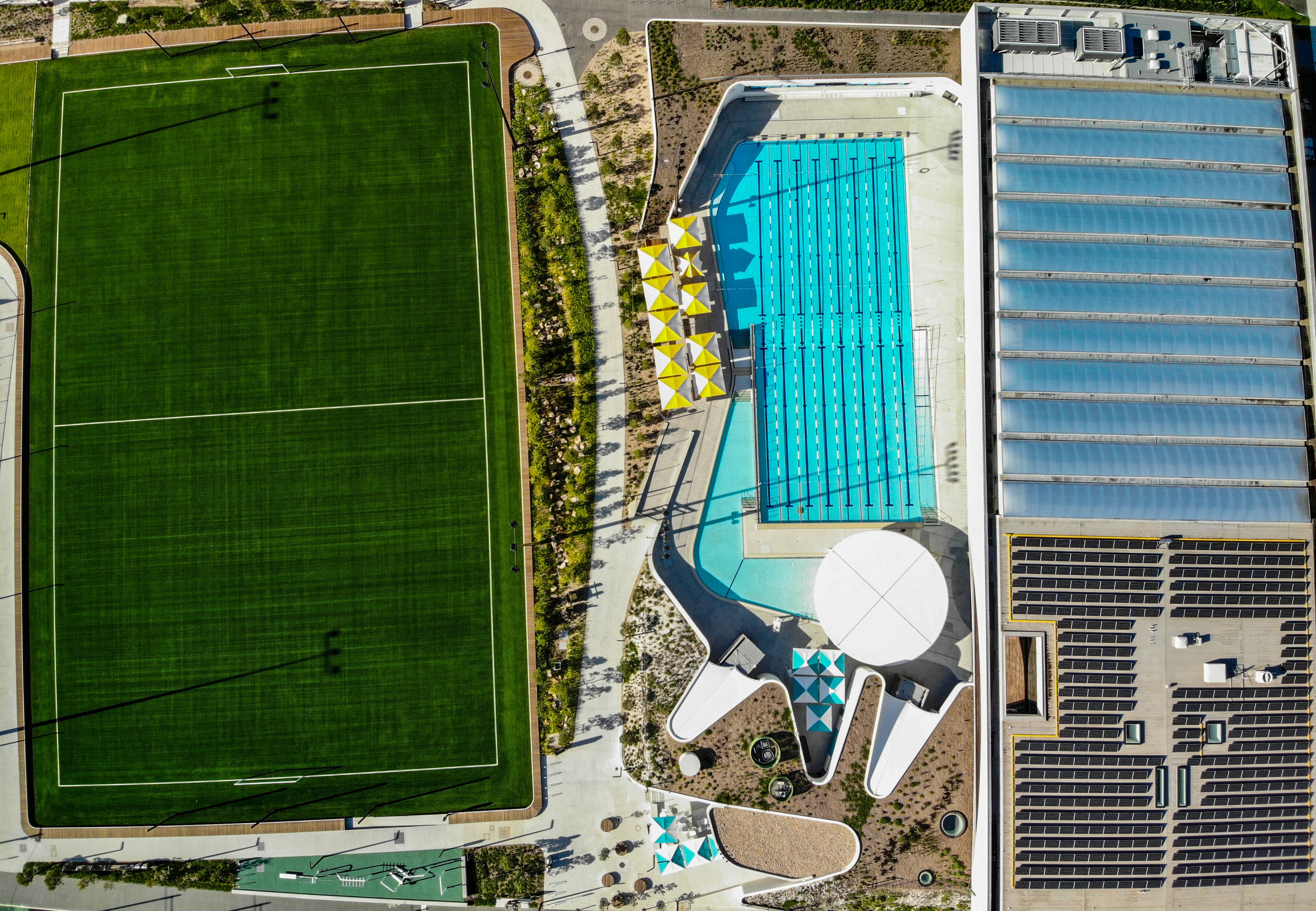 Aerial view of Gunyama Park Aquatic & Recreation Centre