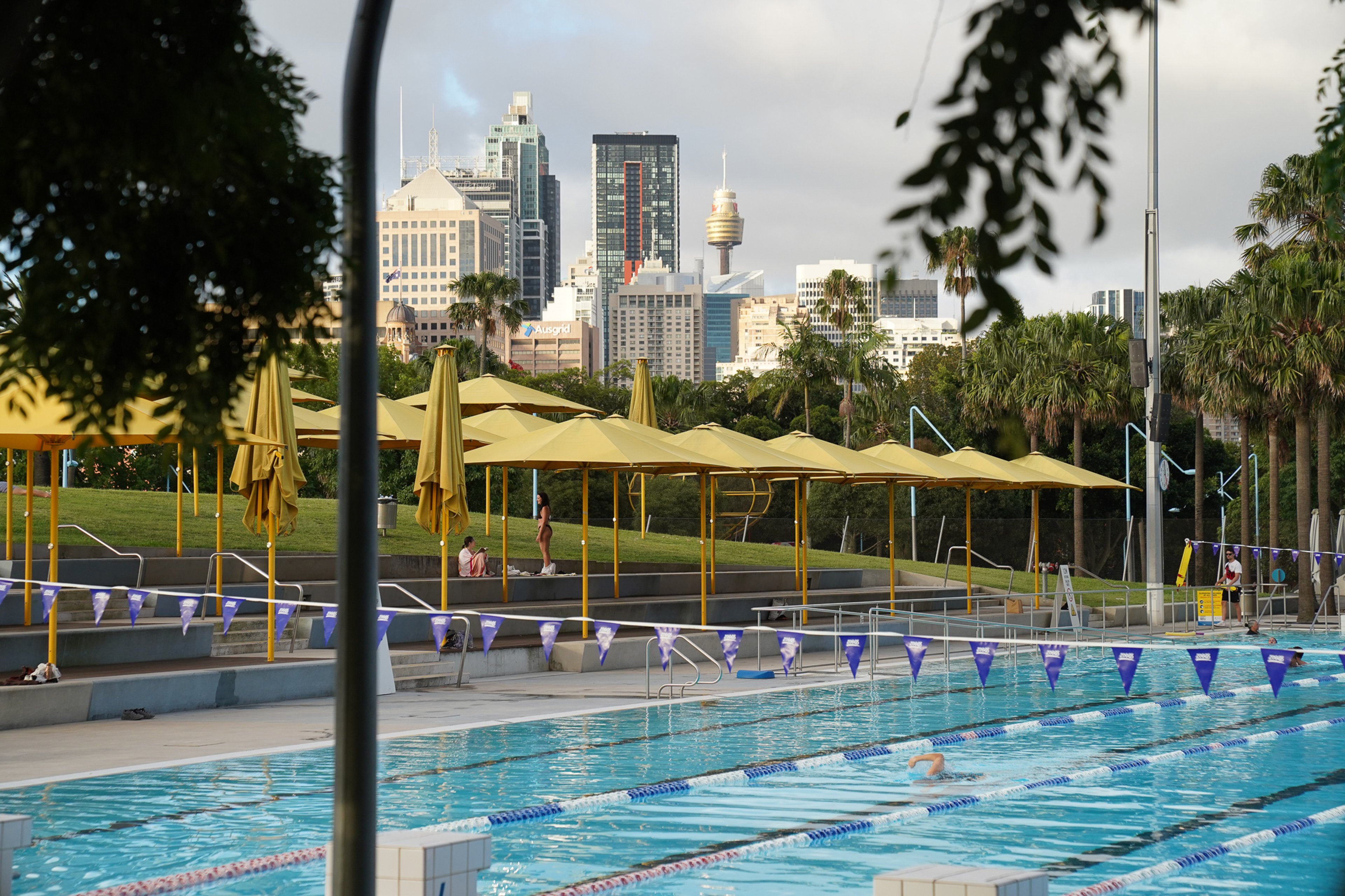 The Prince Alfred Park Pool with a view of the city in the background 