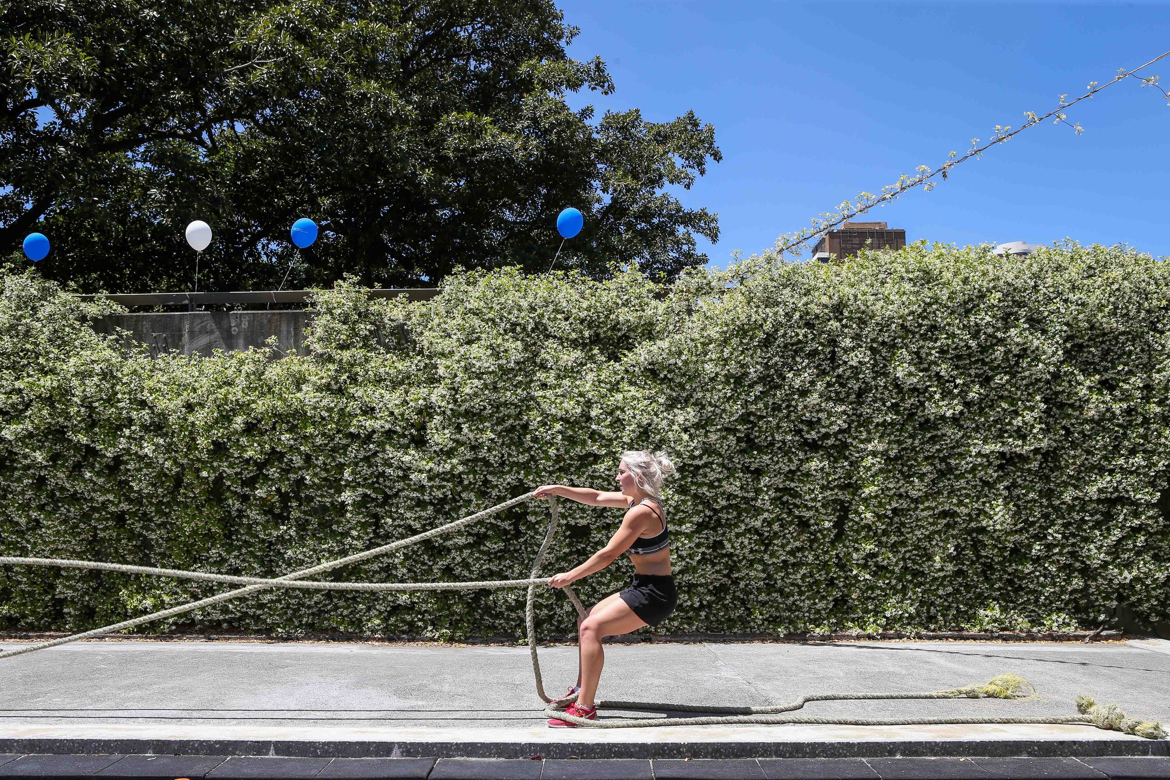 Air Gym at Cook + Phillip Park Pool, outdoor fitness area 