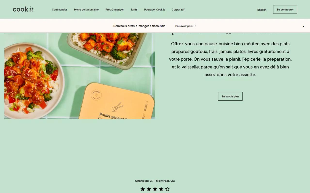 Offre de plats prêts-à-manger