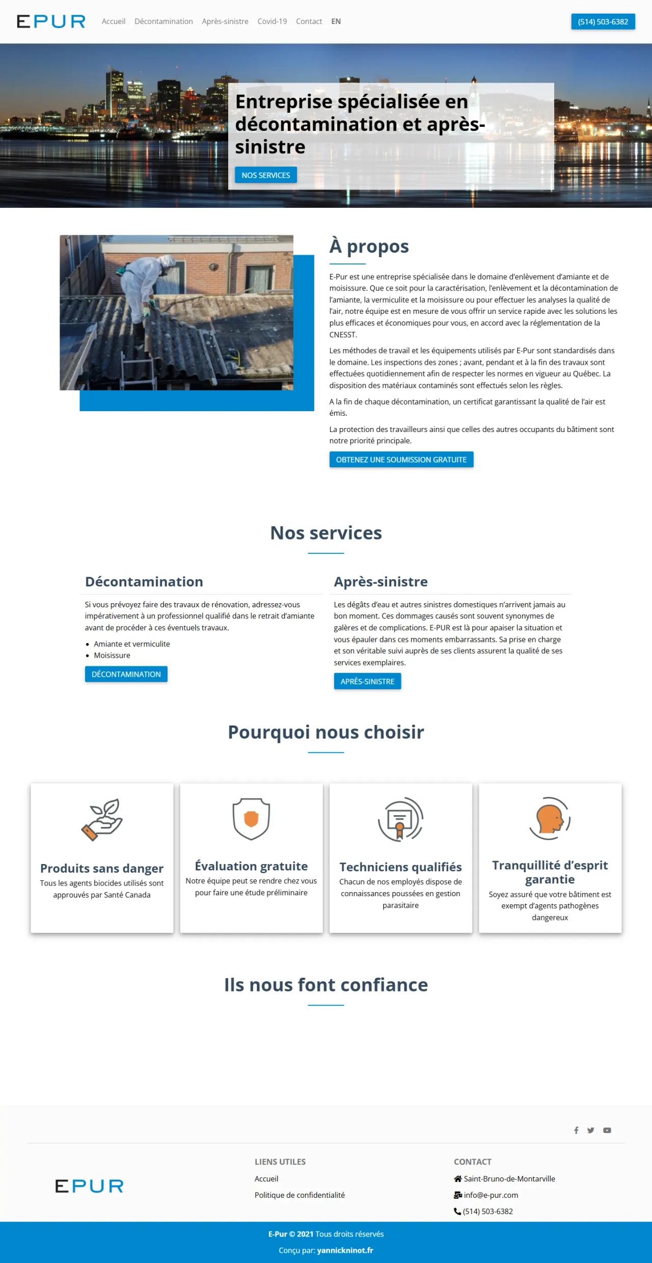 Page d’accueil complète du site E-Pur