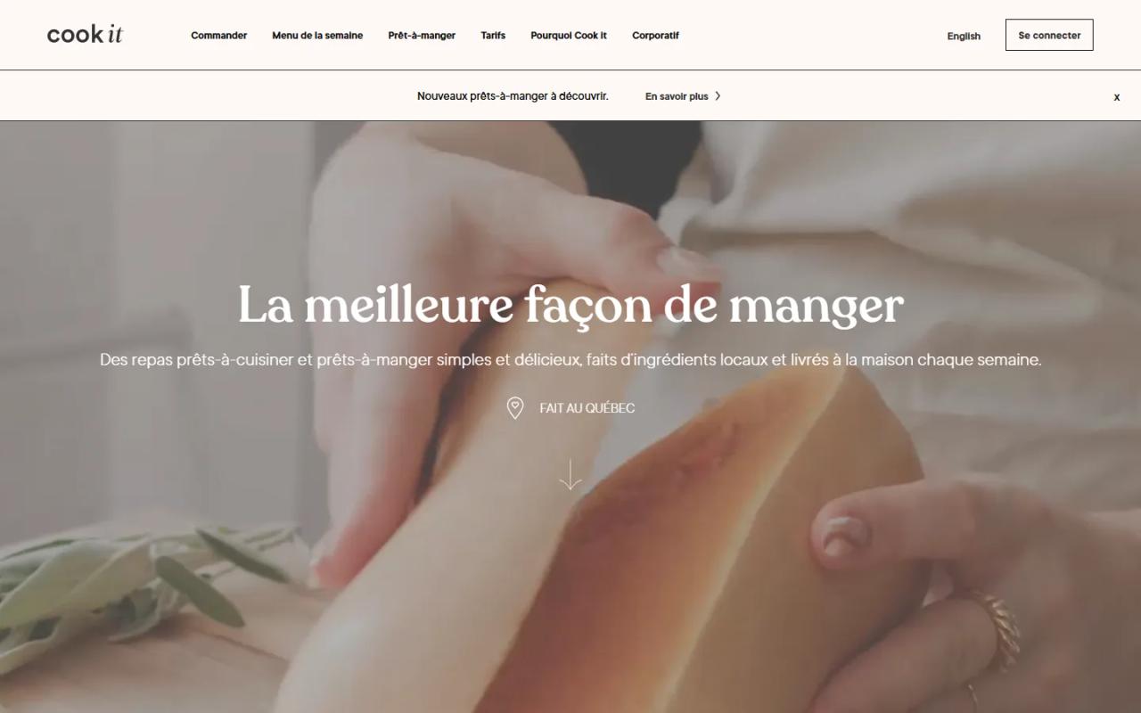 Accueil du site Cook it en 2022
