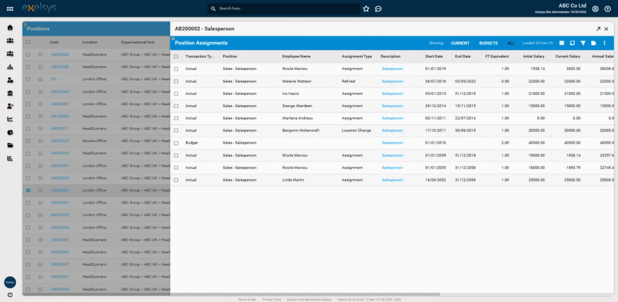 Track every promotion and transfer