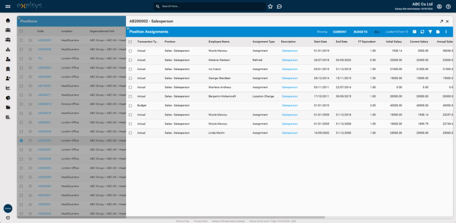 Track every promotion and transfer
