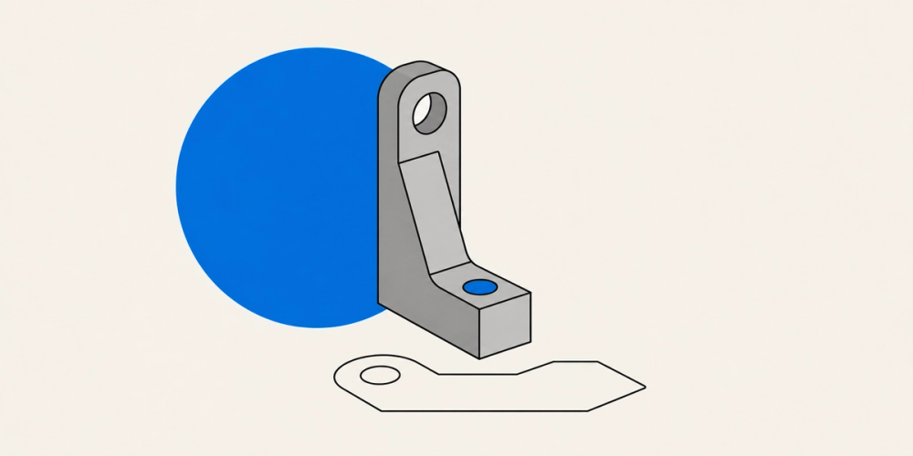 A solid printed hub sitting above the drawn profile it was modelled from
