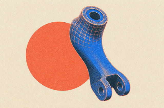 A printed part whose coarse mesh facets dissolve away into clean solid surface