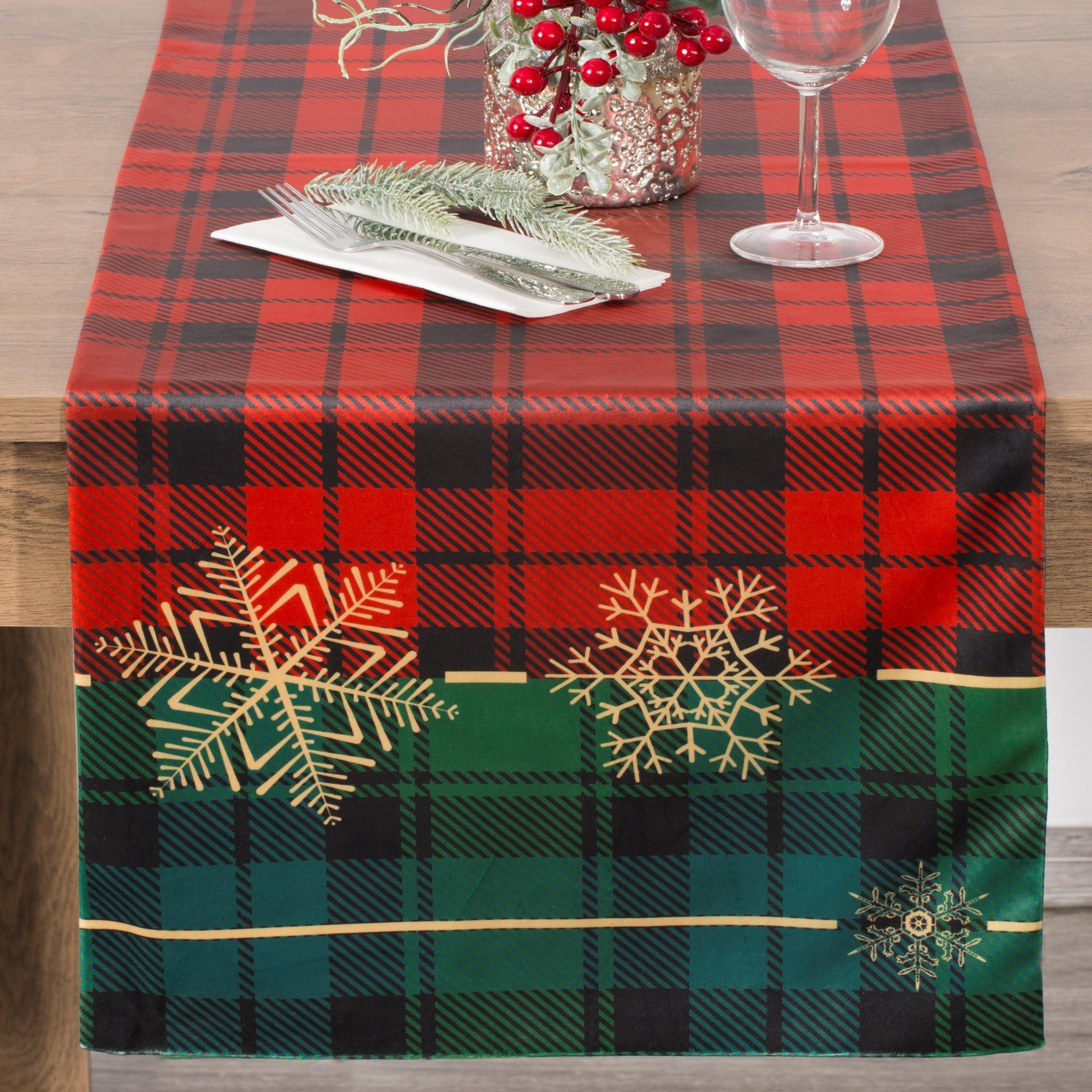 Produkt - OBRUS ŚWIĄTECZNY VELVET CZERWONY + ZIELEŃ 40 X 140 