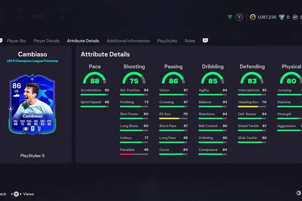 Andrea Cambiaso UEFA Primetime SBC One of the Best Fullbacks in FC 26 Ultimate Team
