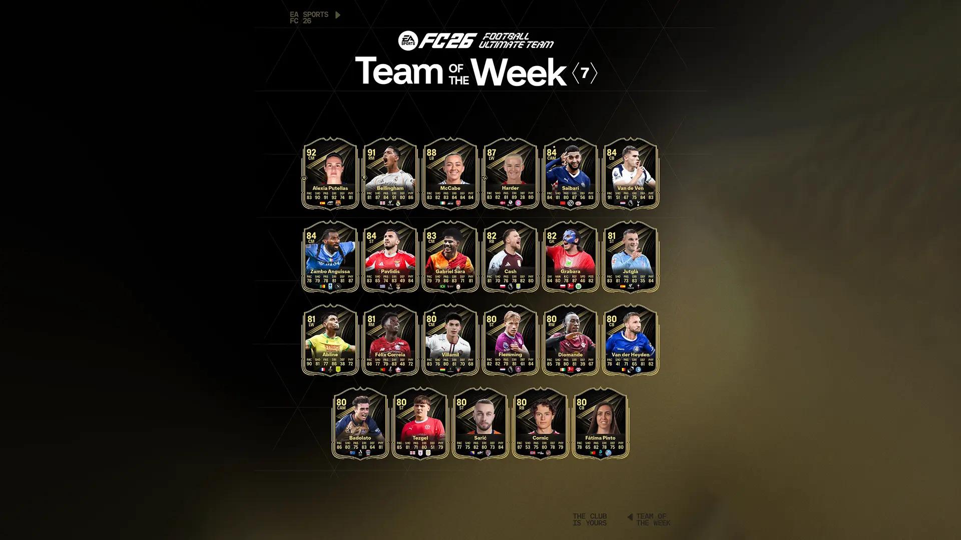 EA FC 26 Ultimate Team TOTW 7: Putellas, Bellingham and Van de Ven Steal the Spotlight