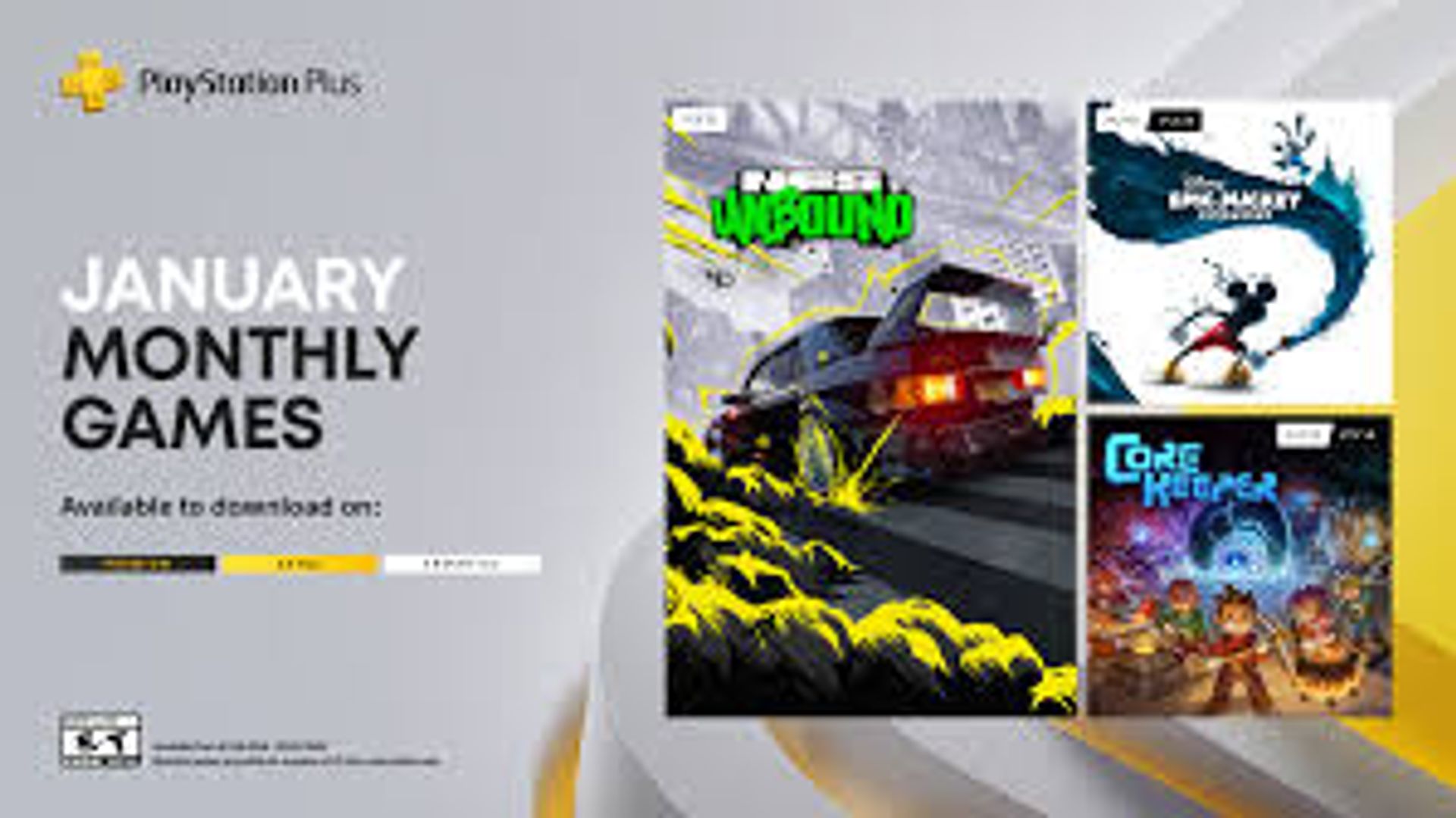 PlayStation Plus January Monthly Games Revealed: NFS Unbound, Epic Mickey & Core Keeper