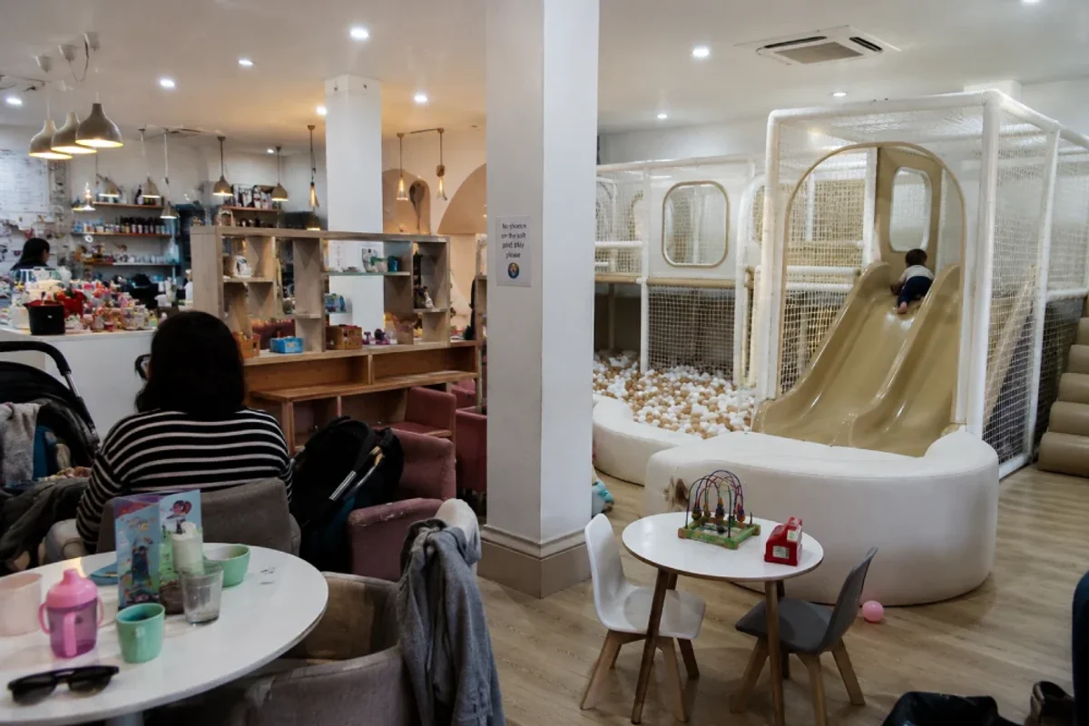 Toddler play café with soft play area, calmer seating and space for adults | Partyfer