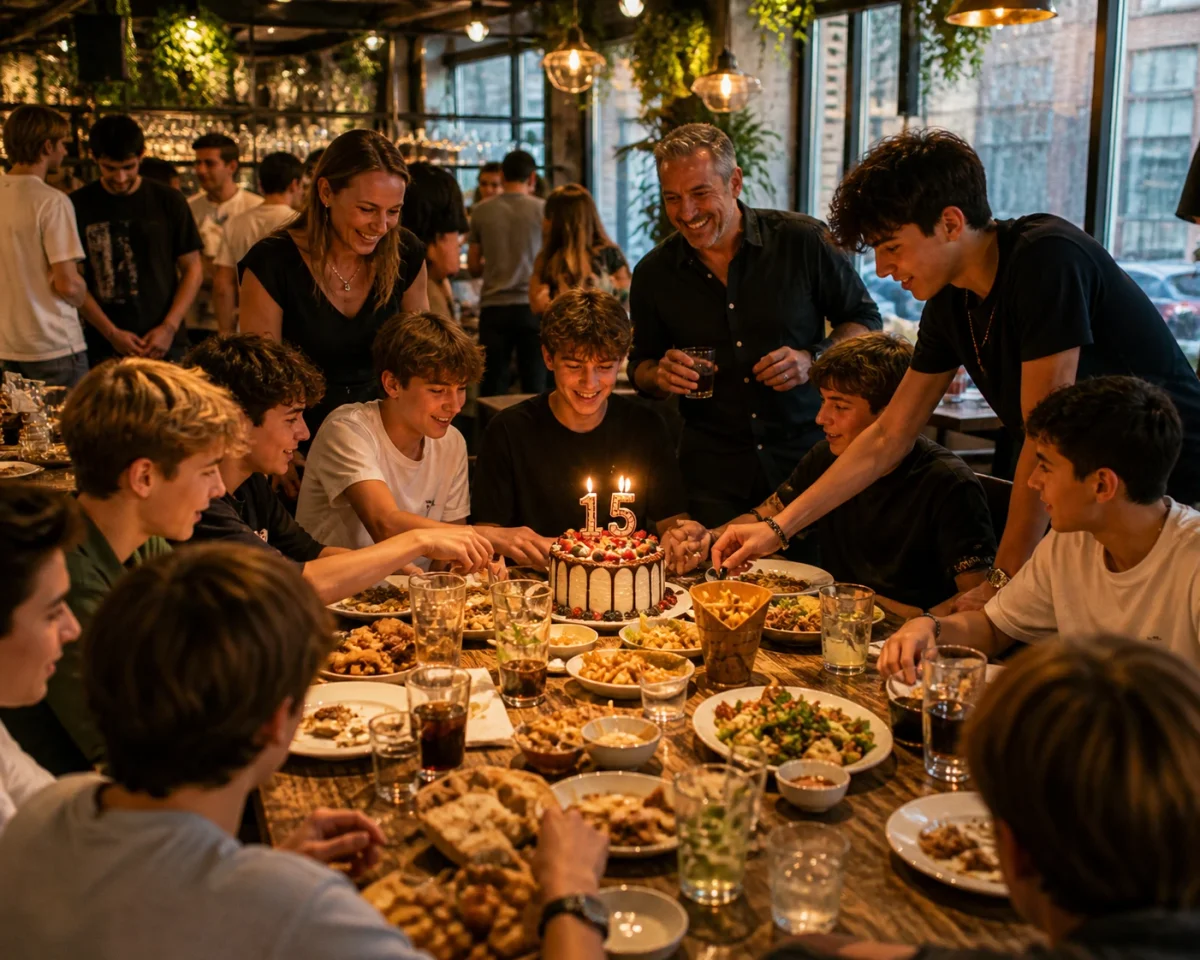 Restaurant-led 15th birthday celebration in London with food, cake and a social teen gathering | Partyfer